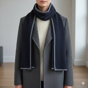 Parkhurst Oversized Black With Gray Trim Scarf Wrap 86”x 20”